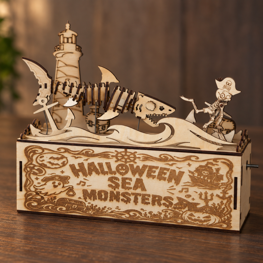 Halloween Sea Monsters Wooden DIY Model — Choose a place to display it