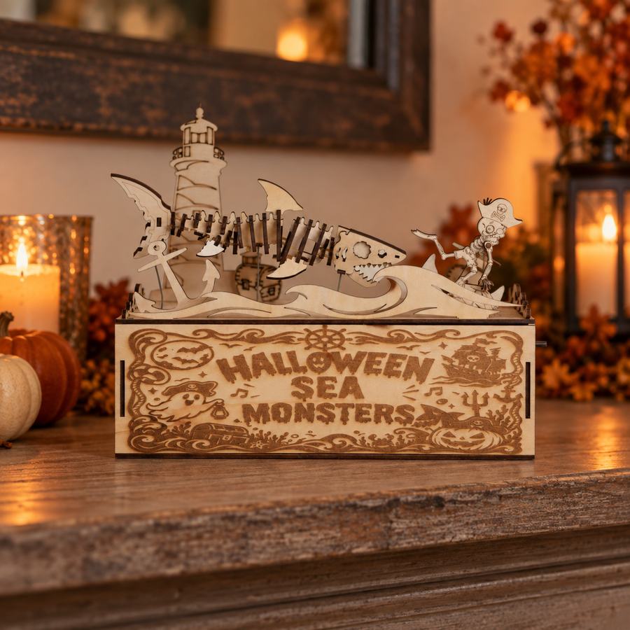 Halloween Sea Monsters Wooden DIY Model — Look closer at the details