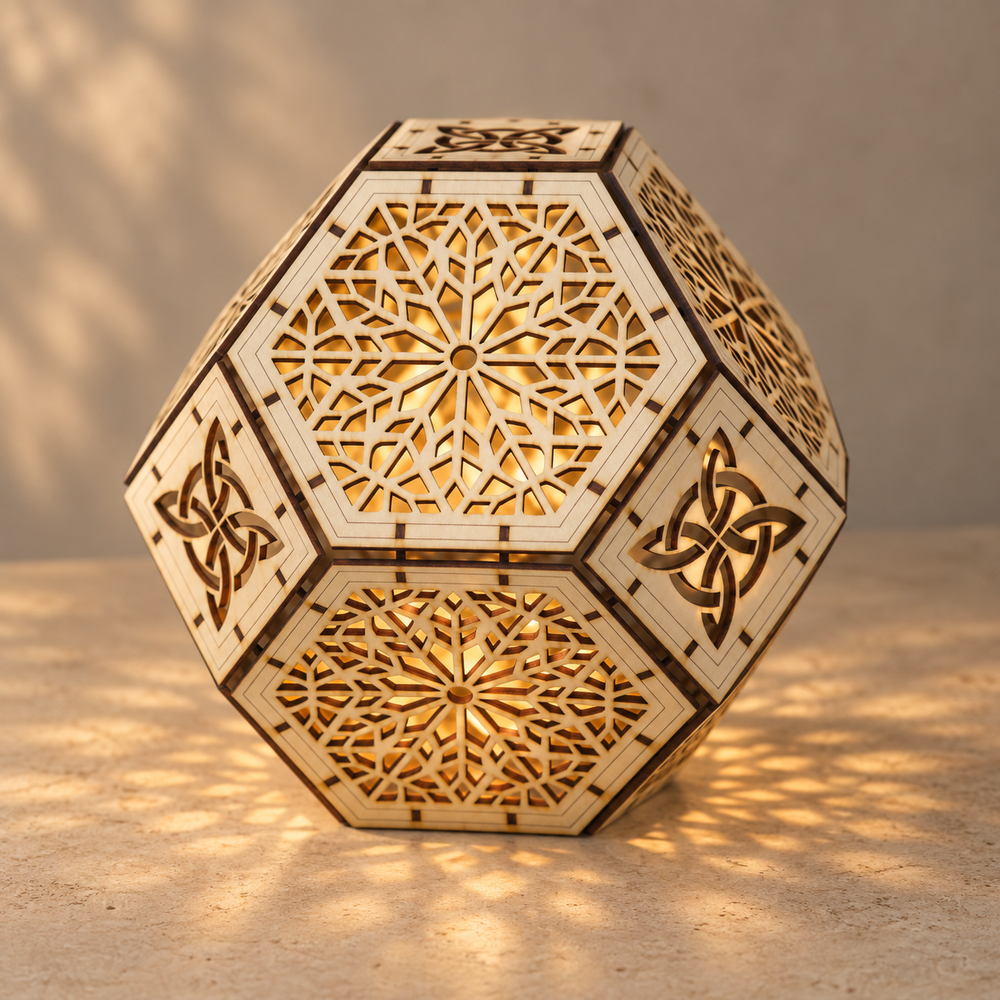 Tall Geometric Wooden Lantern DIY Kit styled as a home accent