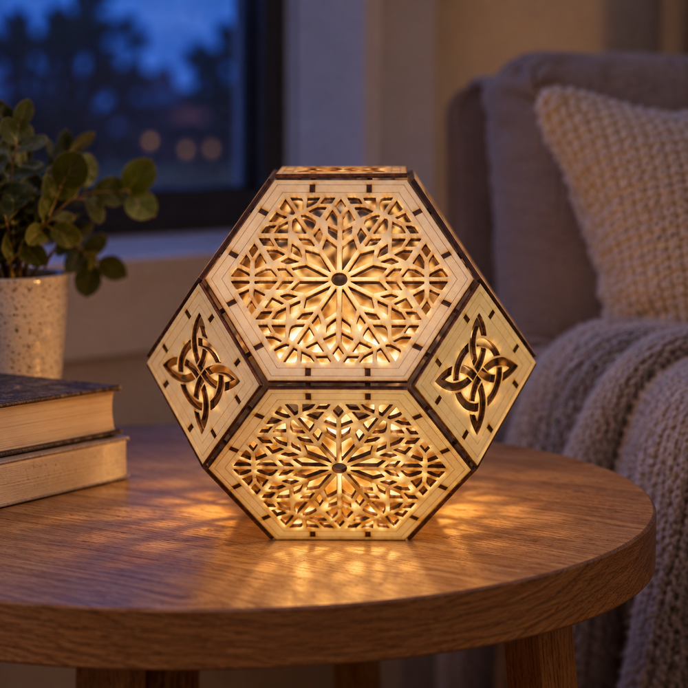 Wooden lantern silhouette for Tall Geometric Wooden Lantern DIY Kit
