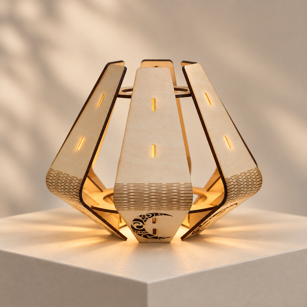 Wooden lantern silhouette for Slatted Glow Wooden Lantern DIY Kit
