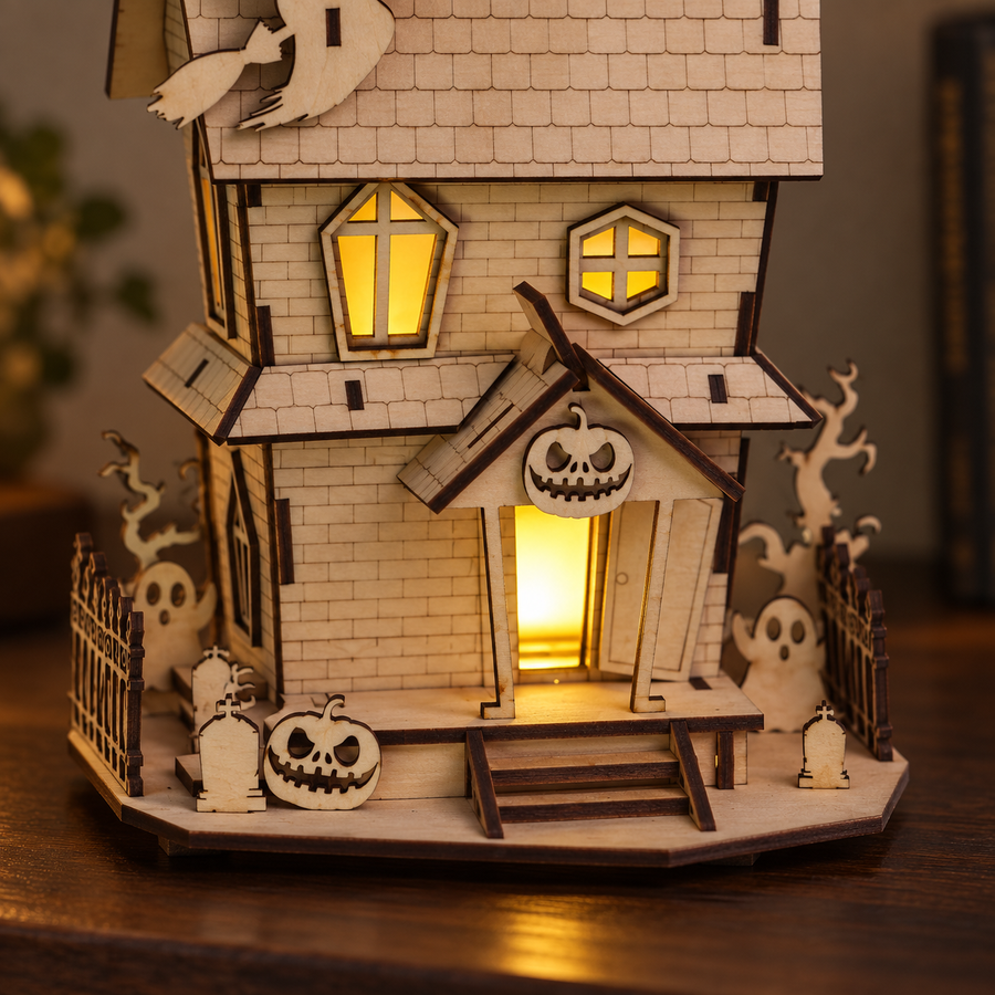 Haunted Cottage Wooden Night Light Kit — Choose a place to display it