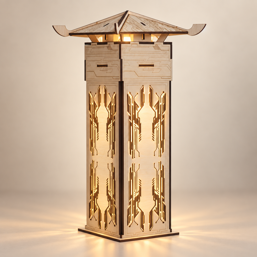 Wooden lantern silhouette for Faceted Wooden Lantern DIY Kit