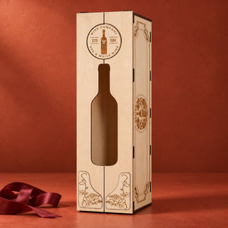 Engraved Double-Door Wooden Wine Box
