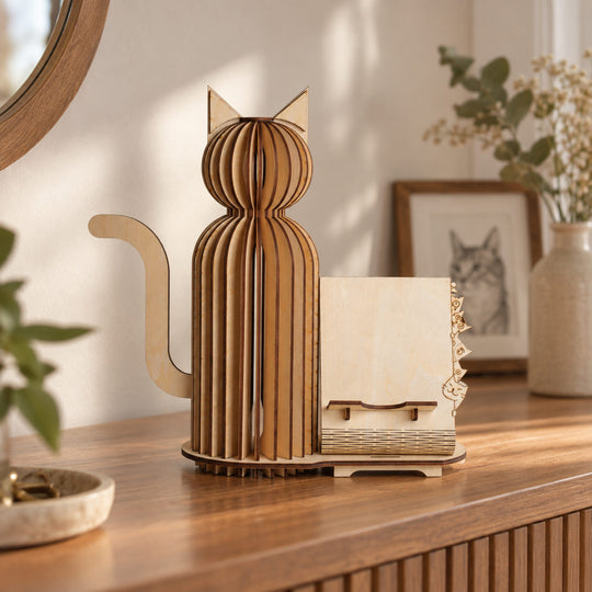 Layered Wooden Cat Desk Display Kit