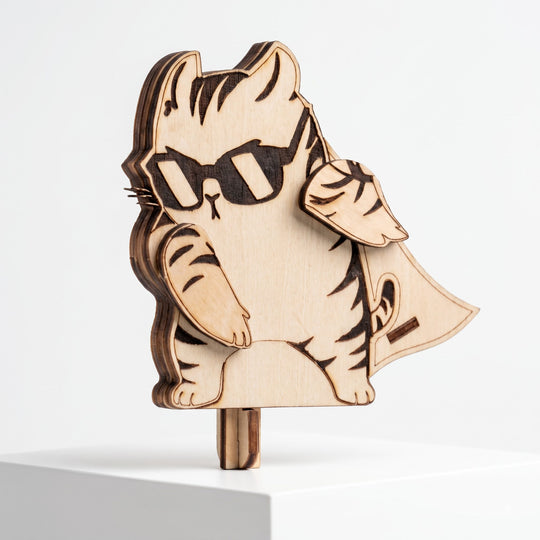 Superhero Cat Wooden Puzzle Sculpture