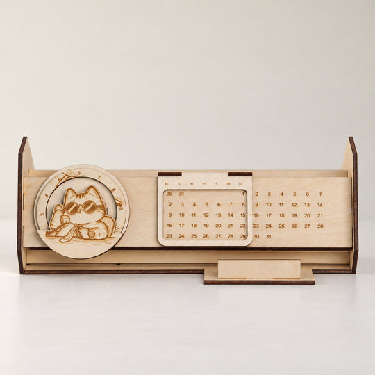 Wooden Cat Desk Calendar Model Kit