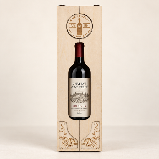 Engraved Double-Door Wooden Wine Box