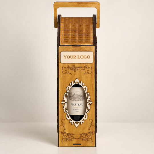 Roll-Top Wooden Wine Box with Carry Handle