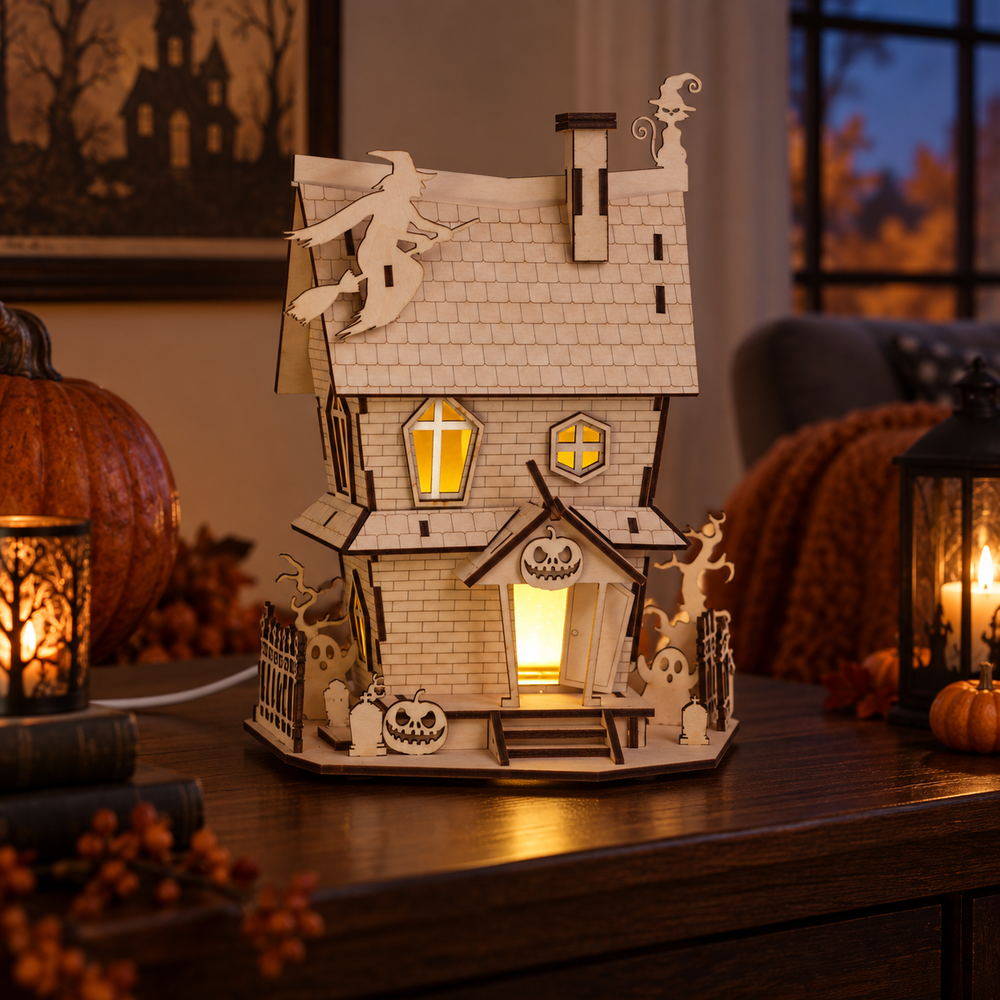 Haunted Cottage Wooden Night Light Kit