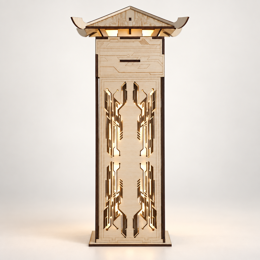 Cutout panel detail on Faceted Wooden Lantern DIY Kit