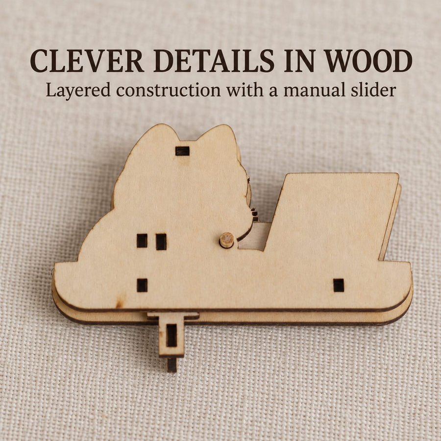 A closer look at the wooden cat design