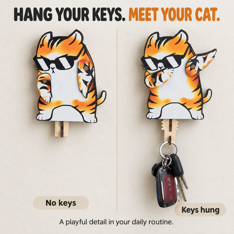 The cat’s moving wooden detail