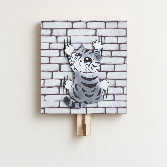 Climbing Cat Wooden Key Holder