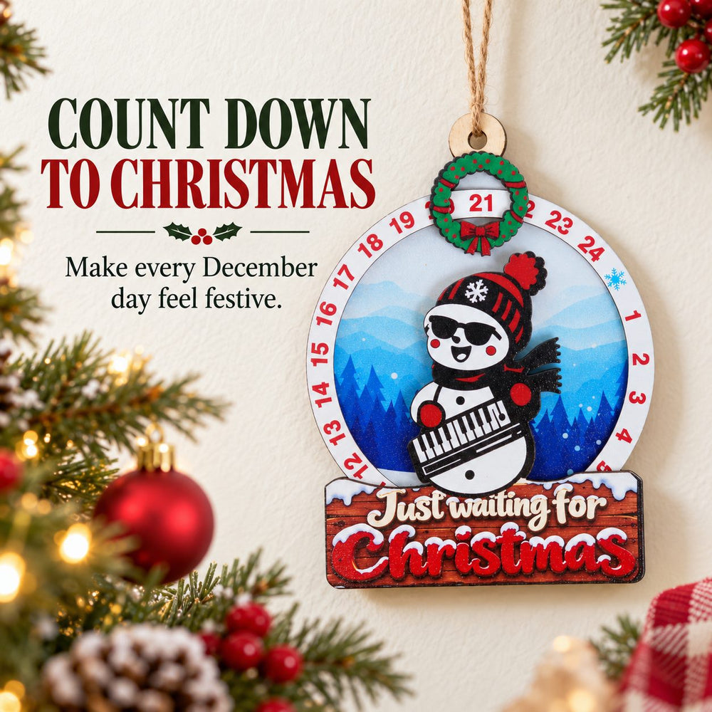 Snowman Keyboard wooden Christmas countdown with the manual countdown and green wreath-framed window
