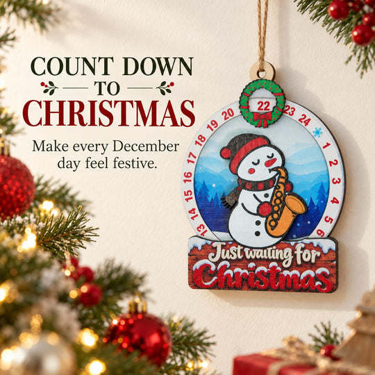 Snowman Saxophone Wooden Christmas Countdown Plaque