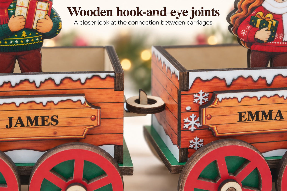 The real style of flat horizontal wooden eye and upright hook joining the James and Emma wagons