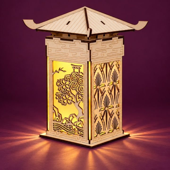 Pagoda Scene Wooden Lantern DIY Kit