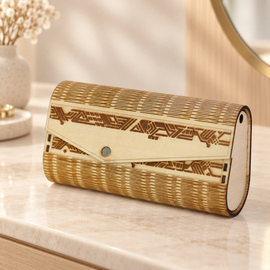 Geometric Wooden Clutch Purse