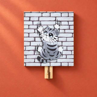Climbing Cat Wooden Key Holder