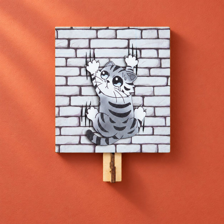 Climbing Cat Wooden Key Holder