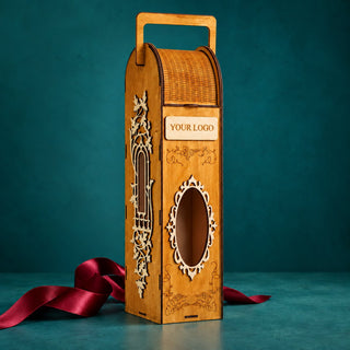 Roll-Top Wooden Wine Box with Carry Handle