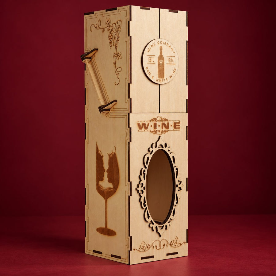 Wing-Door Wooden Wine Presentation Box