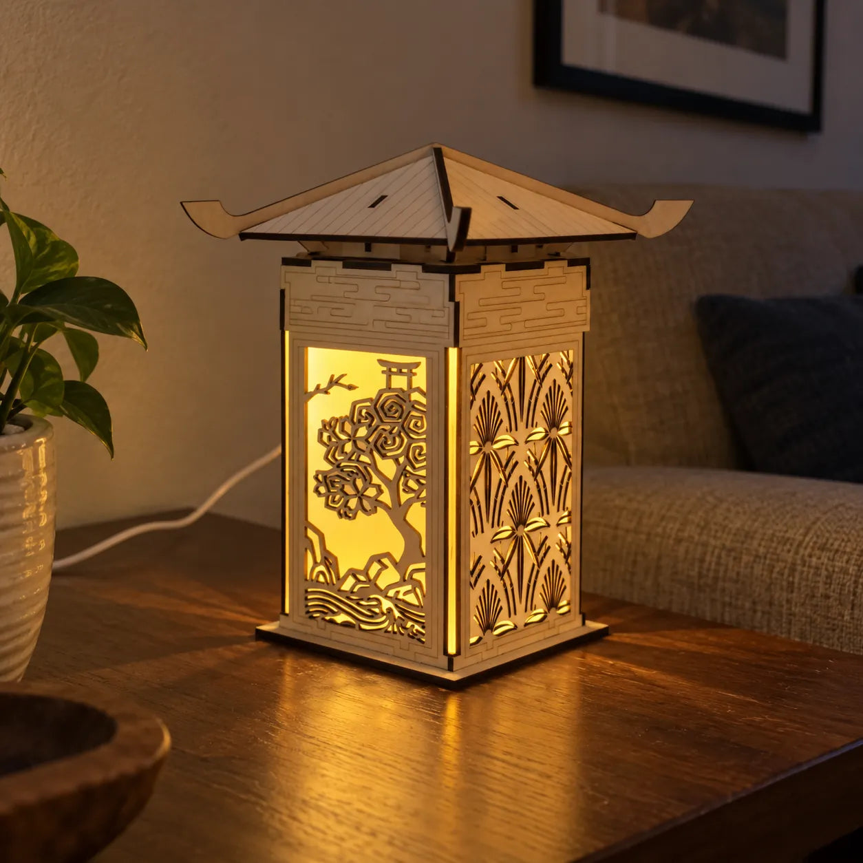 Pagoda Scene Wooden Lantern DIY Kit — photo from the review gallery