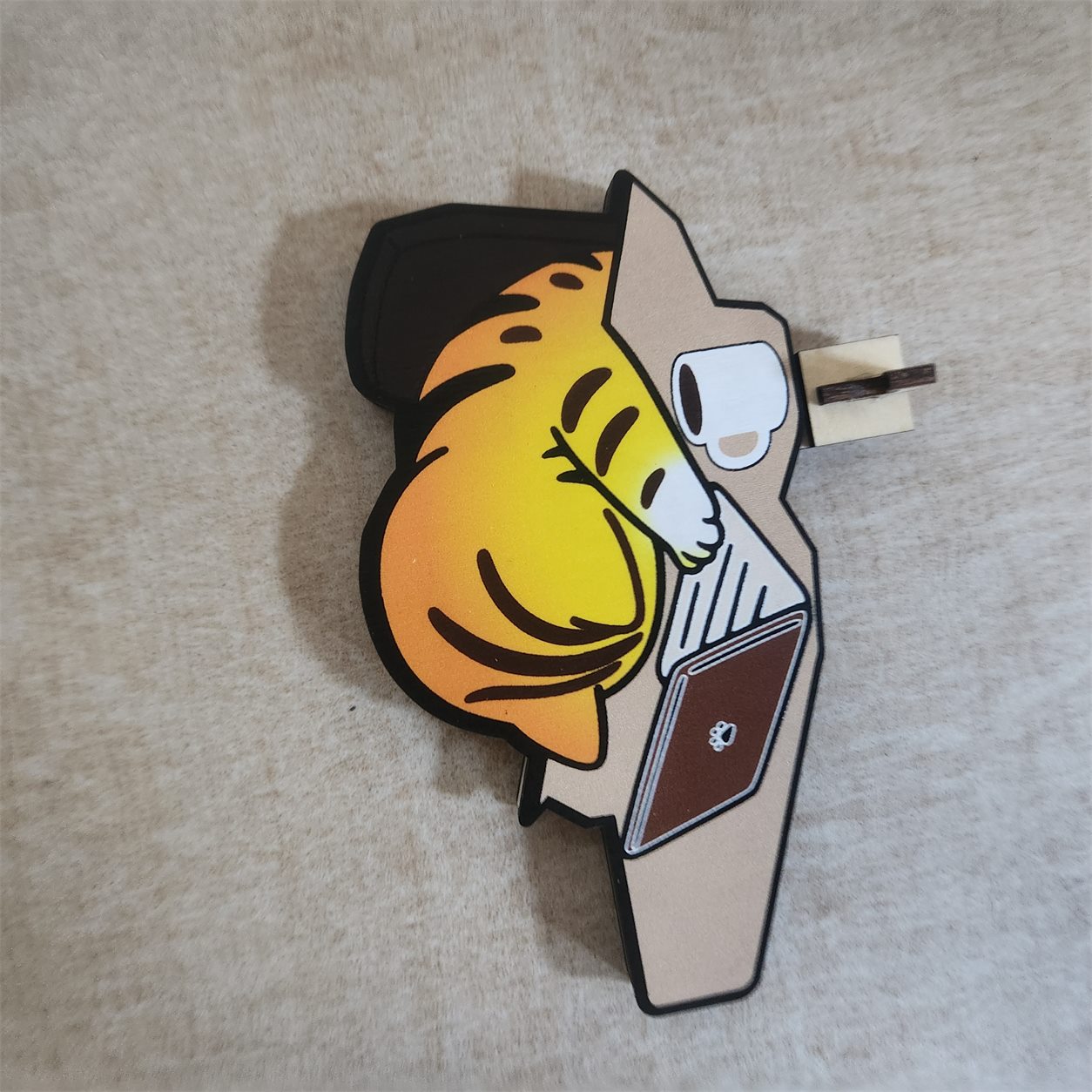 Sleepy Orange Tabby Wooden Key Holder customer review photo