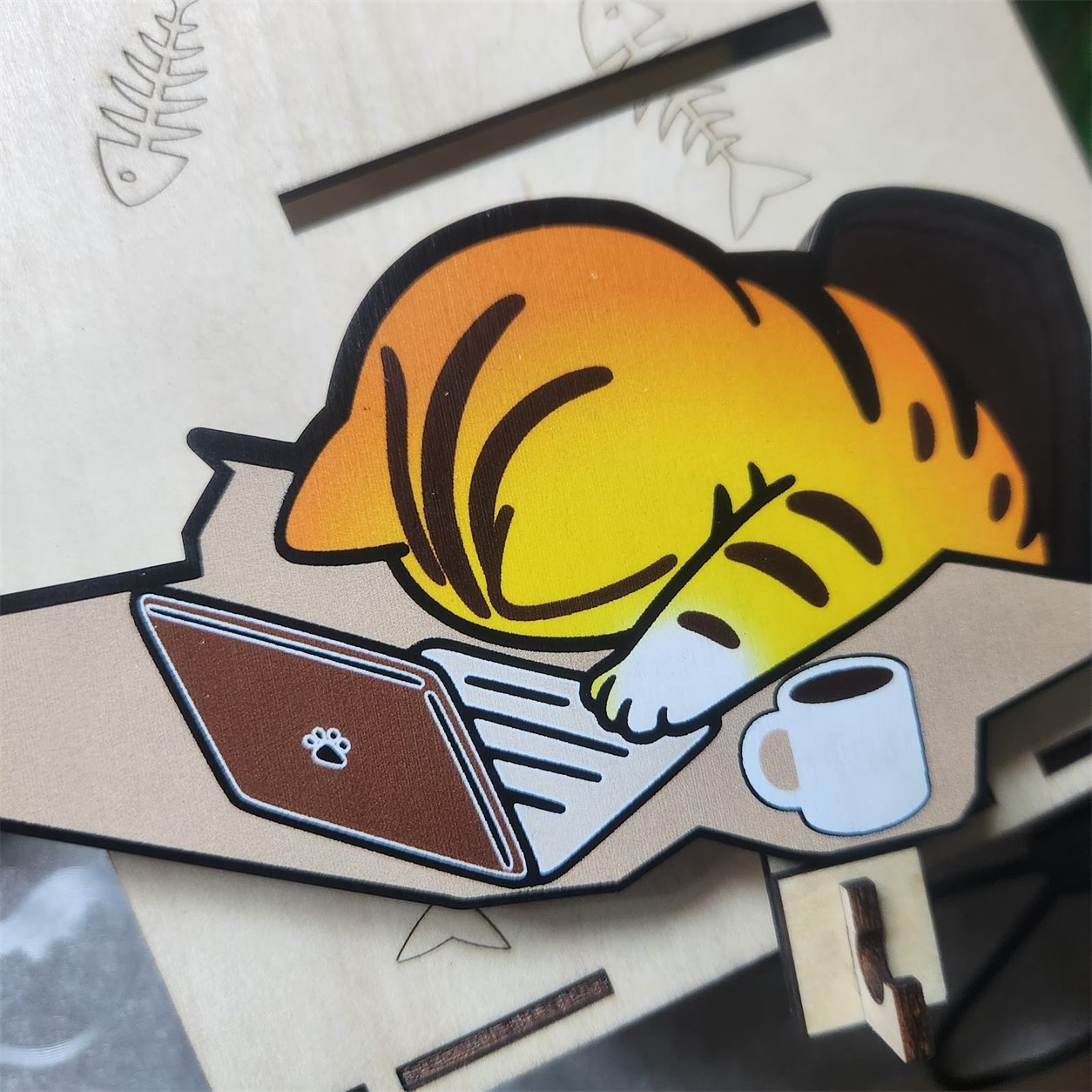 Sleepy Orange Tabby Wooden Key Holder customer review photo