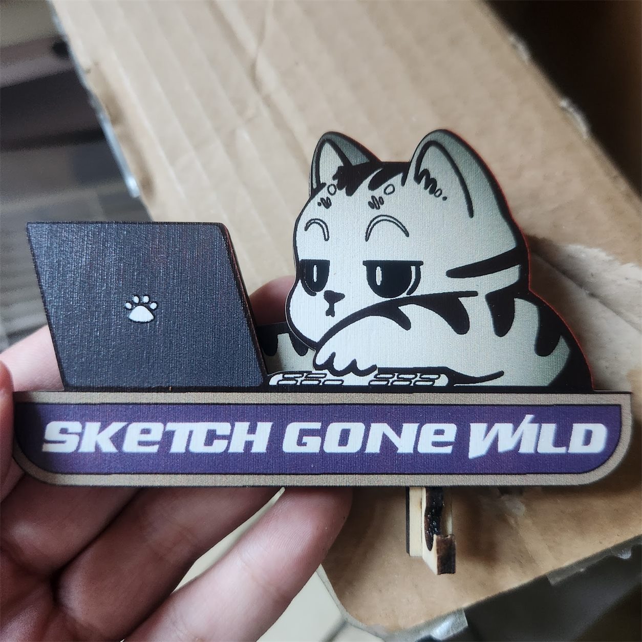 Waving Gray Tabby Wooden Key Holder customer review photo