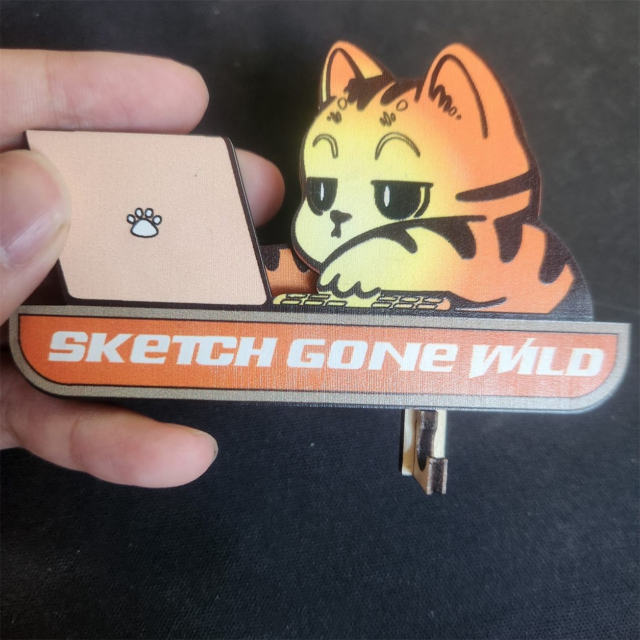 Waving Orange Tabby Wooden Key Holder customer review photo