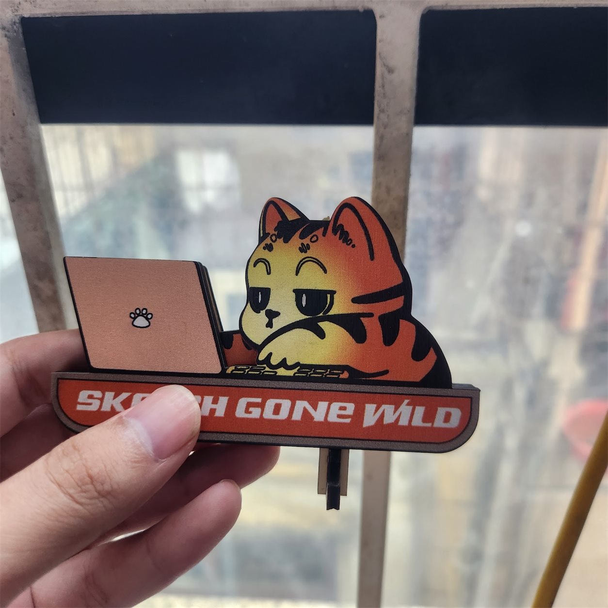 Waving Orange Tabby Wooden Key Holder customer review photo