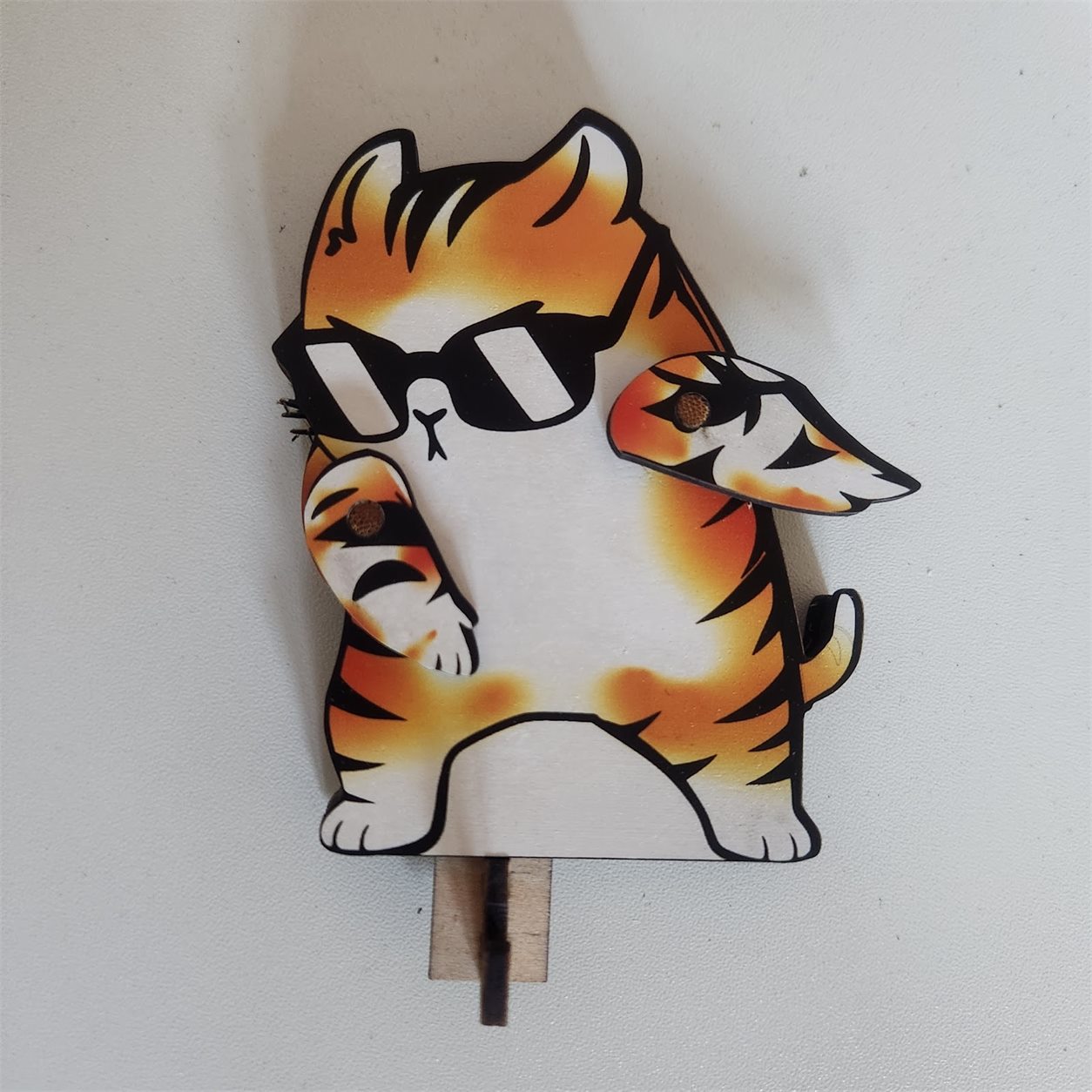 Dabbing Orange Tabby Wooden Key Holder customer review photo