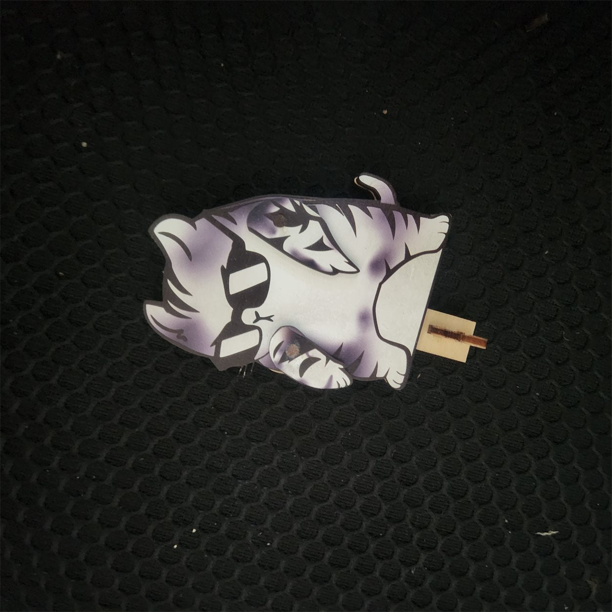 Dabbing Gray Tabby Wooden Key Holder customer review photo