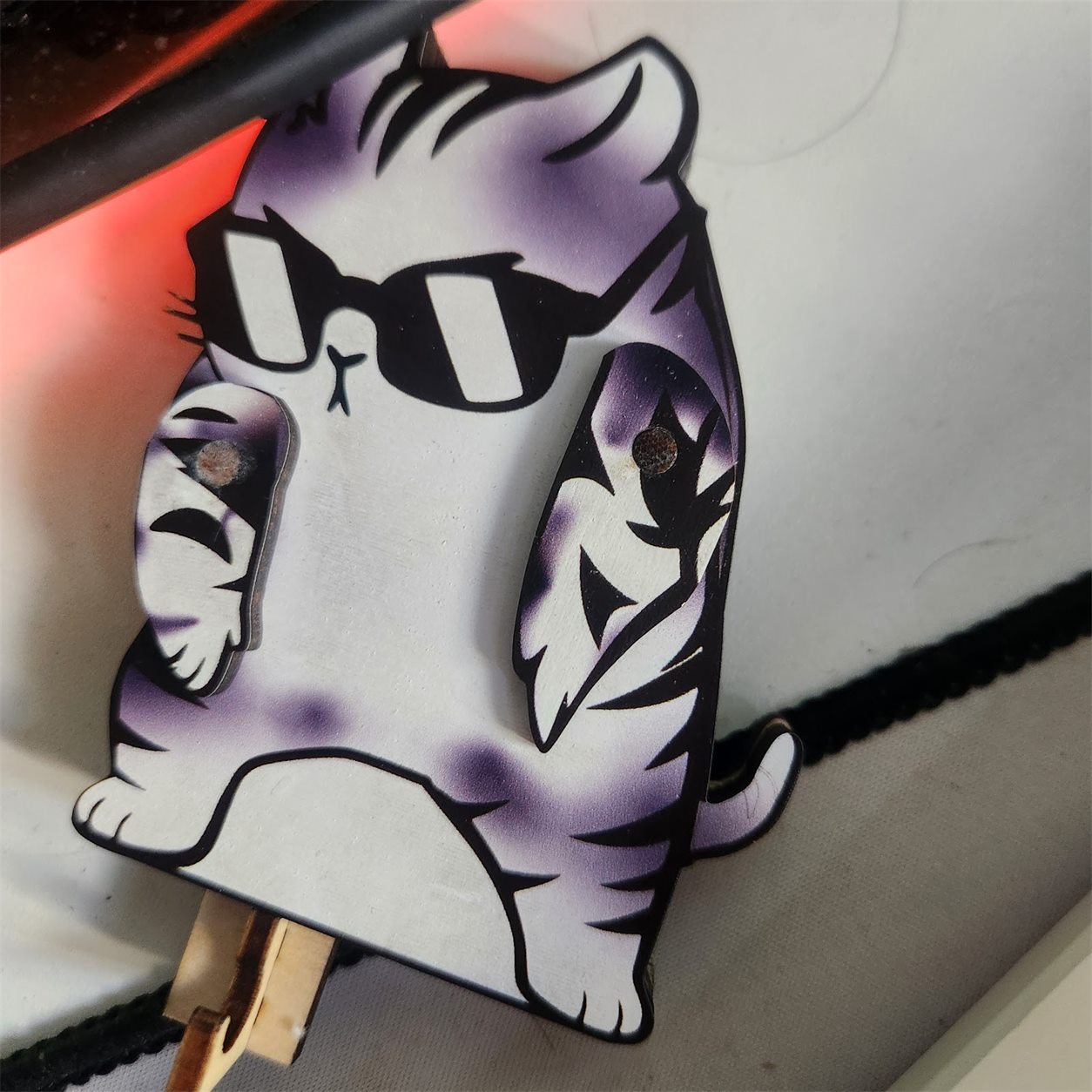 Dabbing Gray Tabby Wooden Key Holder customer review photo