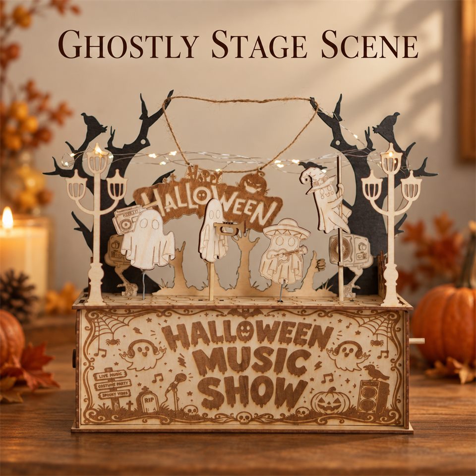 Halloween Show Wooden DIY Model Kit — Ghostly stage scene