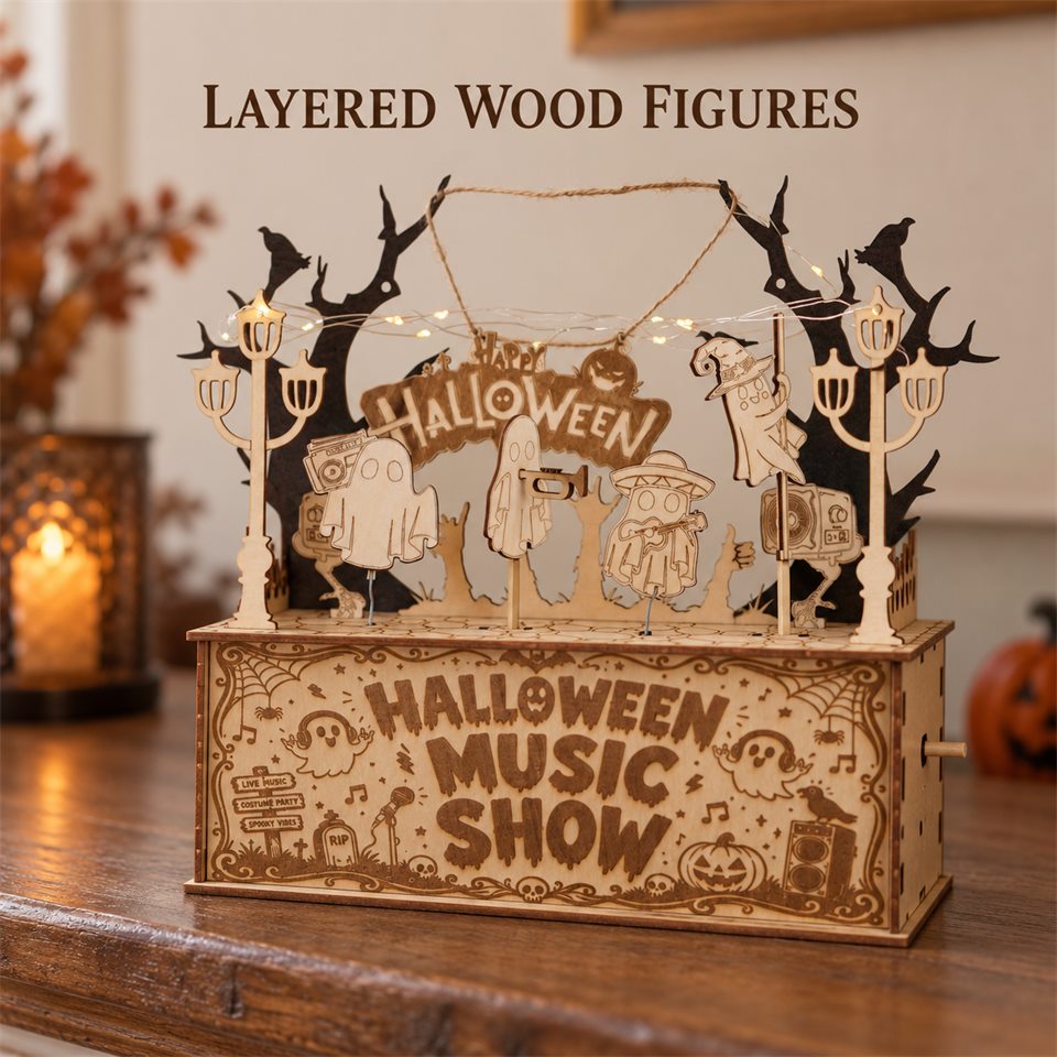 Halloween Show Wooden DIY Model Kit — Layered wood figures