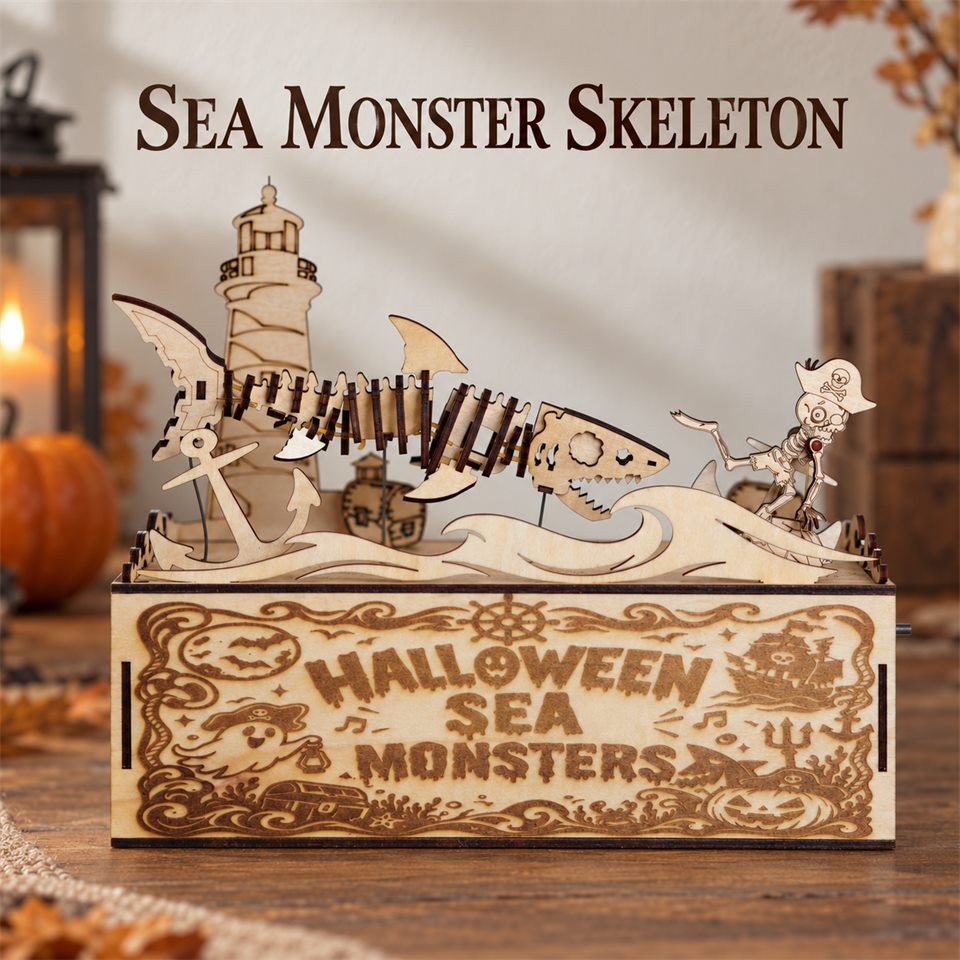 Halloween Sea Monsters Wooden DIY Model — Sea-monster skeleton