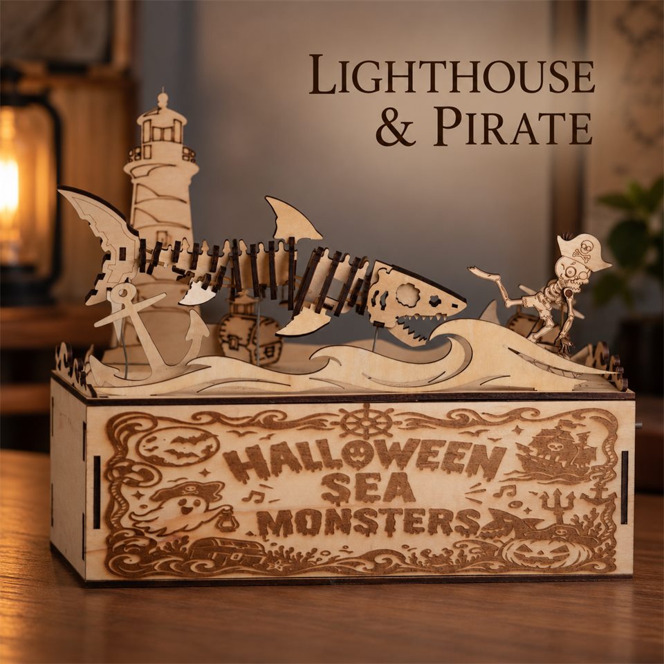 Halloween Sea Monsters Wooden DIY Model — Miniature lighthouse