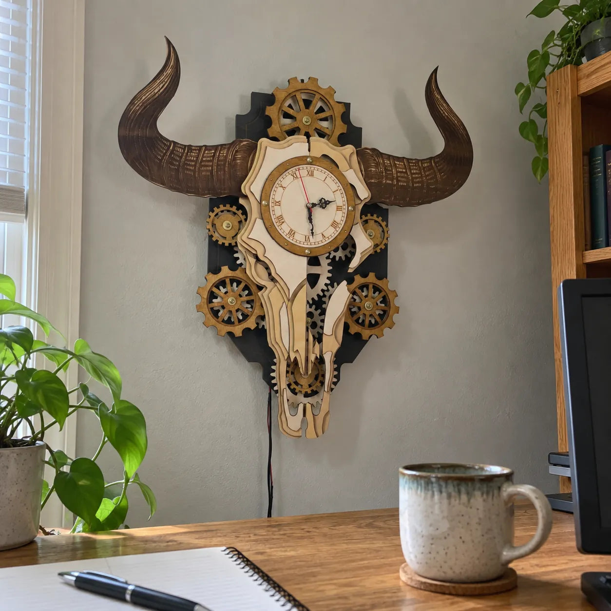 Wooden Bull Skull Gear Clock Kit review photo