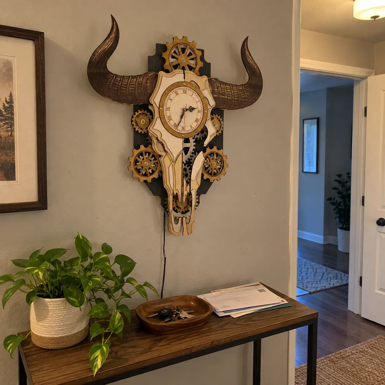 Wooden Bull Skull Gear Clock Kit review photo